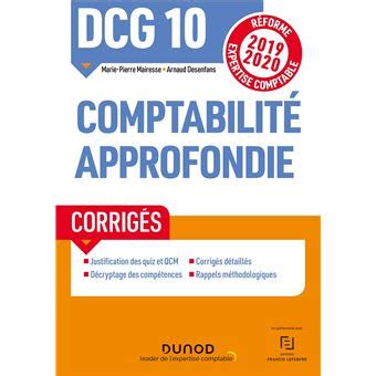 DCG 10 Comptabilité approfondie - Corrigés - Réforme 2019-2020: Réforme Expertise comptable 2019-2020 (2019-2020)